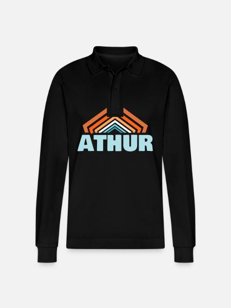 Athur as a given name - Stanley/Stella Organic Unisex Long-Sleeved Polo Shirt Prepster - black
