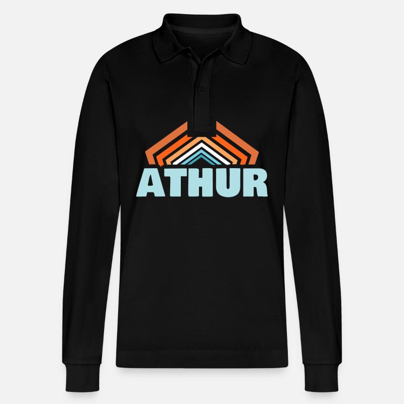 Athur as a given name - Stanley/Stella Organic Unisex Long-Sleeved Polo Shirt Prepster - black