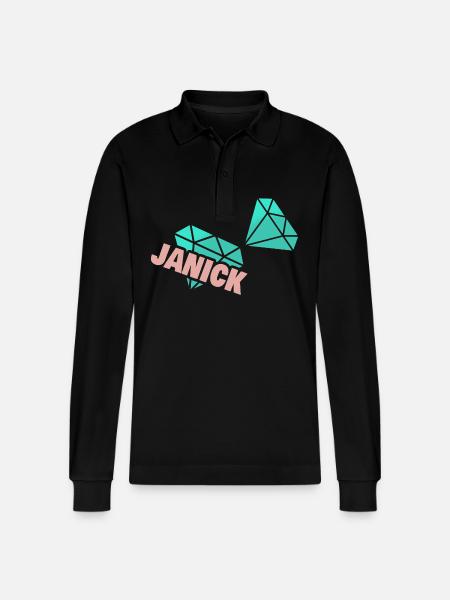Papa Janick - Stanley/Stella Organic Unisex Long-Sleeved Polo Shirt Prepster - black