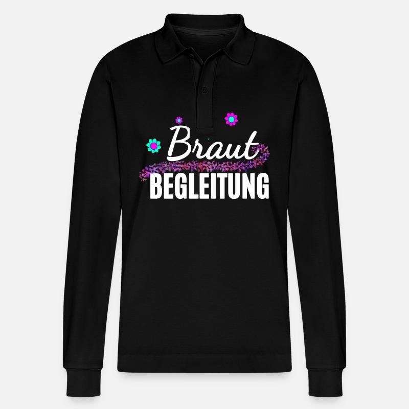 Braut Begleitung - Stanley/Stella Unisex Bio-Langarm-Poloshirt Prepster - Schwarz