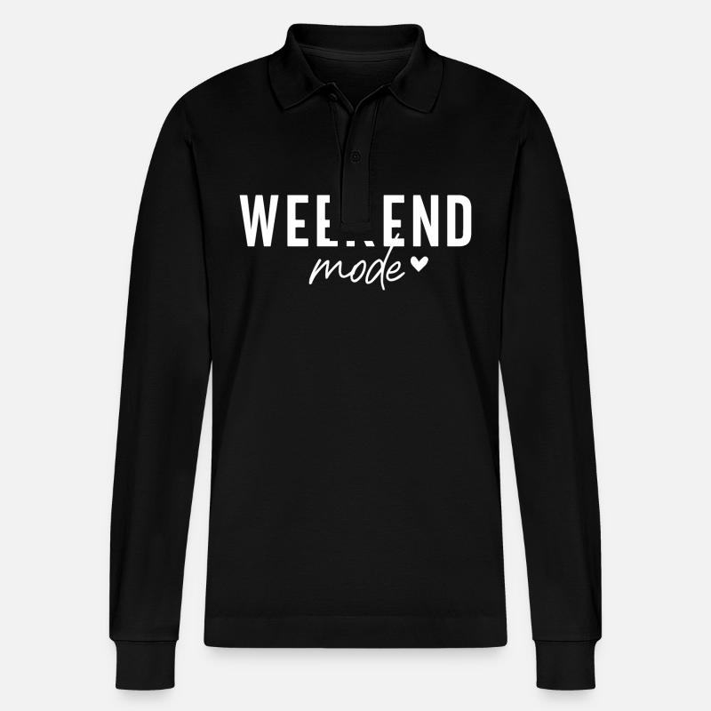 Wochenend-Modus-Stimmung - Stanley/Stella Unisex Bio-Langarm-Poloshirt Prepster - Schwarz