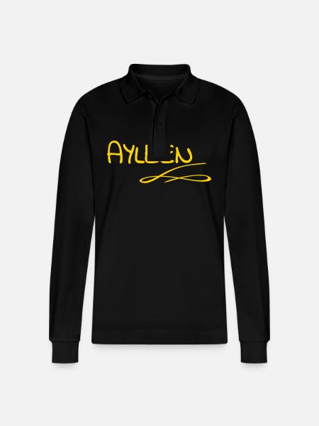 Gift for Ayleen - Stanley/Stella Organic Unisex Long-Sleeved Polo Shirt Prepster - black