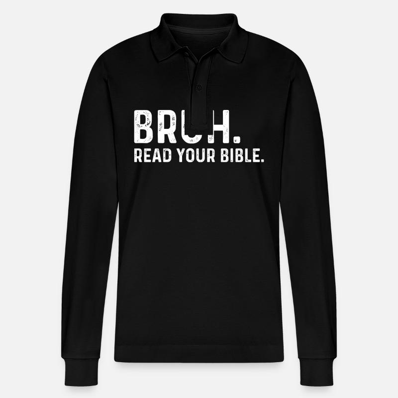 Bruh lis ta bible - Polo à manches longues bio PREPSTER Stanley/Stella Unisexe - noir