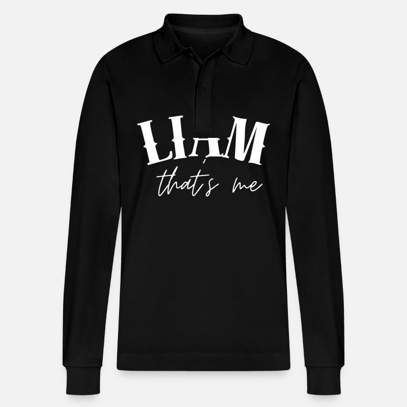 Liam Name Geschenke Liam Vorname - Stanley/Stella Unisex Bio-Langarm-Poloshirt Prepster - Schwarz