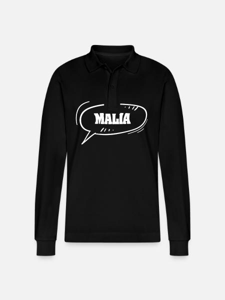 First name Malia - Stanley/Stella Organic Unisex Long-Sleeved Polo Shirt Prepster - black
