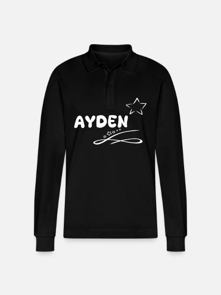 Gift for Ayden - Stanley/Stella Organic Unisex Long-Sleeved Polo Shirt Prepster - black