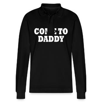 come to daddy - Stanley/Stella Organic Unisex Long-Sleeved Polo Shirt Prepster - black - Front - Anna (173cm) & Nico (186cm)