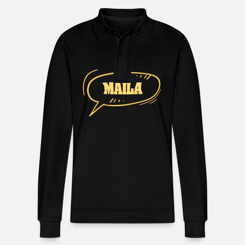 Vorname Maila - Stanley/Stella Unisex Bio-Langarm-Poloshirt Prepster - Schwarz