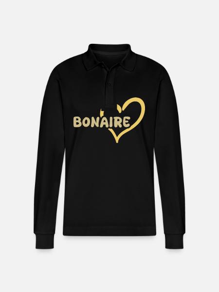 Bonaire Bonaire - Stanley/Stella Organic Unisex Long-Sleeved Polo Shirt Prepster - black