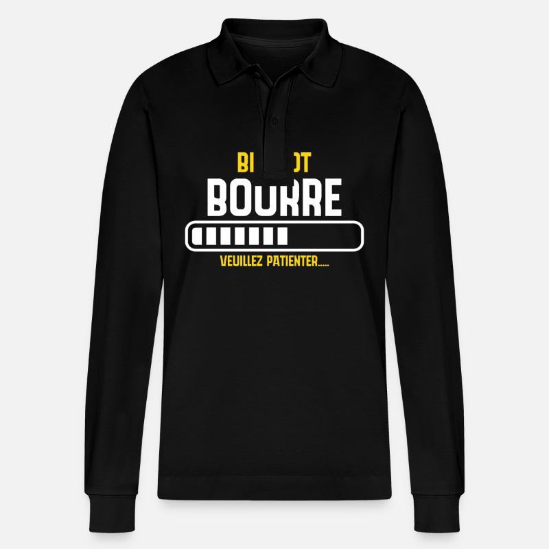Bald betrunken, bitte warten... - Stanley/Stella Unisex Bio-Langarm-Poloshirt Prepster - Schwarz