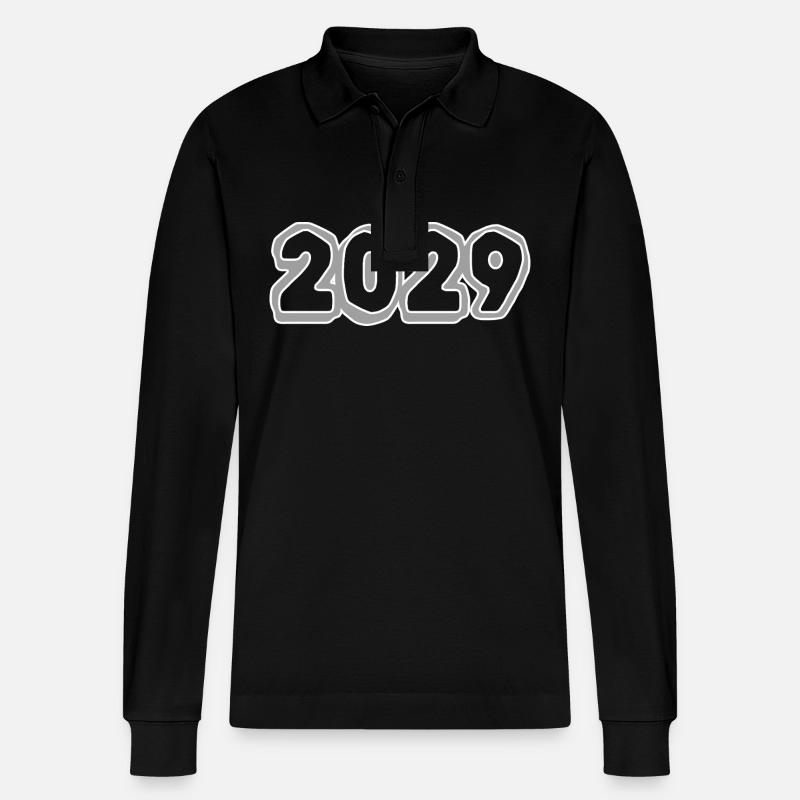 Geboren 2029 - Stanley/Stella Unisex Bio-Langarm-Poloshirt Prepster - Schwarz