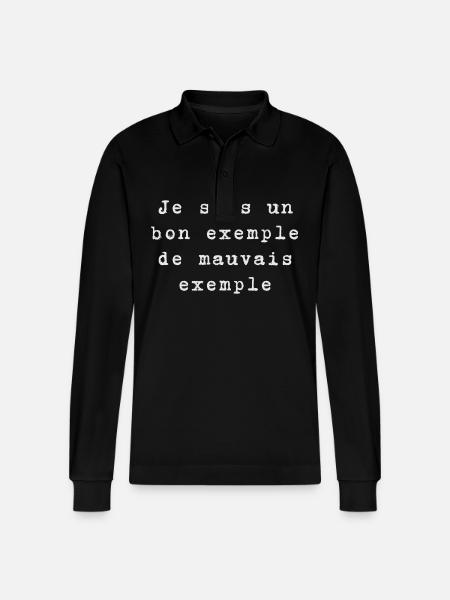 example - Stanley/Stella Organic Unisex Long-Sleeved Polo Shirt Prepster - black