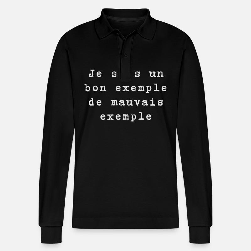 example - Stanley/Stella Organic Unisex Long-Sleeved Polo Shirt Prepster - black