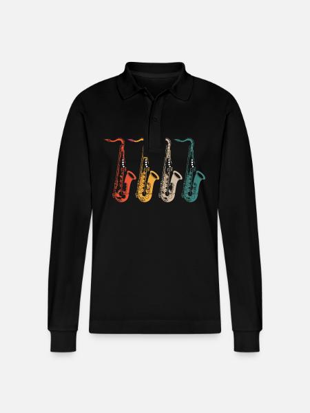Sax saxophone saxophone - Stanley/Stella Organic Unisex Long-Sleeved Polo Shirt Prepster - black