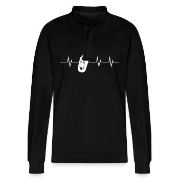 Tuba Beats - Stanley/Stella Organic Unisex Long-Sleeved Polo Shirt Prepster - black - Front - Anna (173cm) & Nico (186cm)