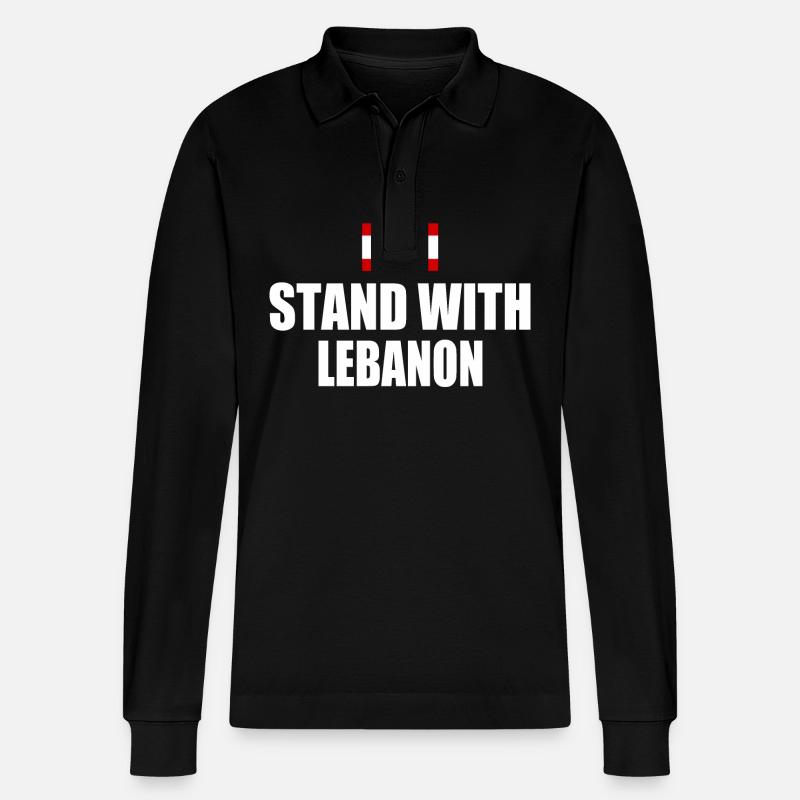 STAND WITH LEBANON - Polo à manches longues bio PREPSTER Stanley/Stella Unisexe - noir