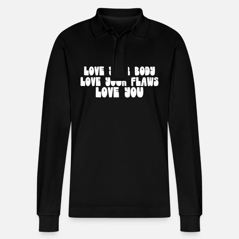 Liebe deinen Körper - Stanley/Stella Unisex Bio-Langarm-Poloshirt Prepster - Schwarz