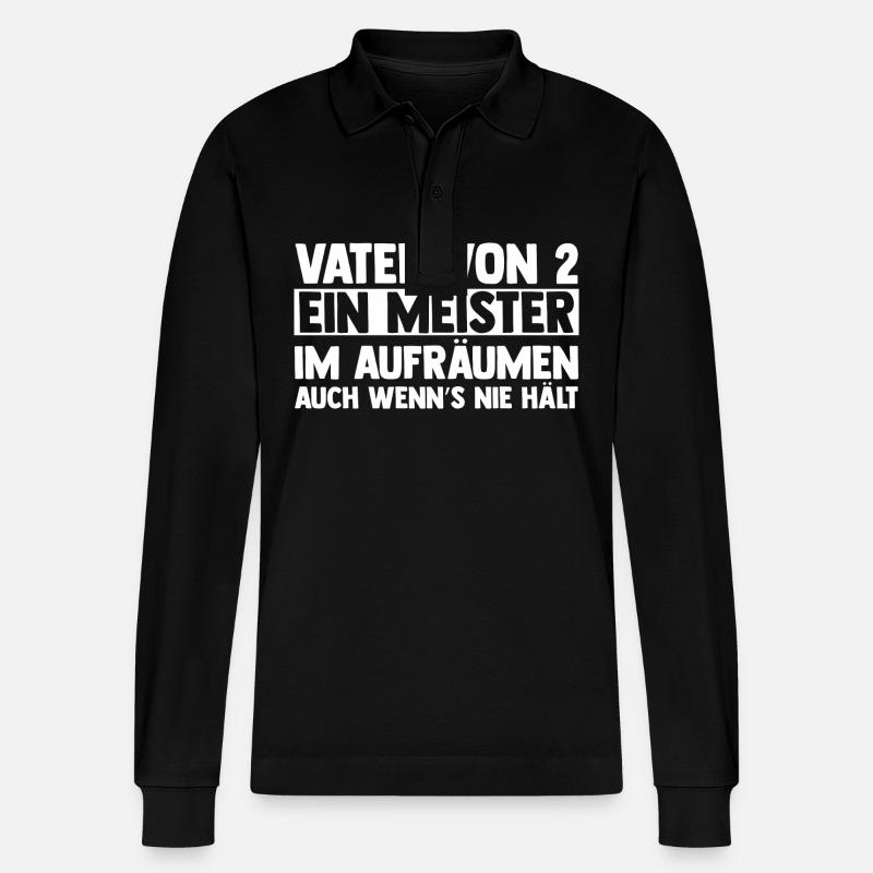 Papa Von 2 Kindern - Stanley/Stella Unisex Bio-Langarm-Poloshirt Prepster - Schwarz