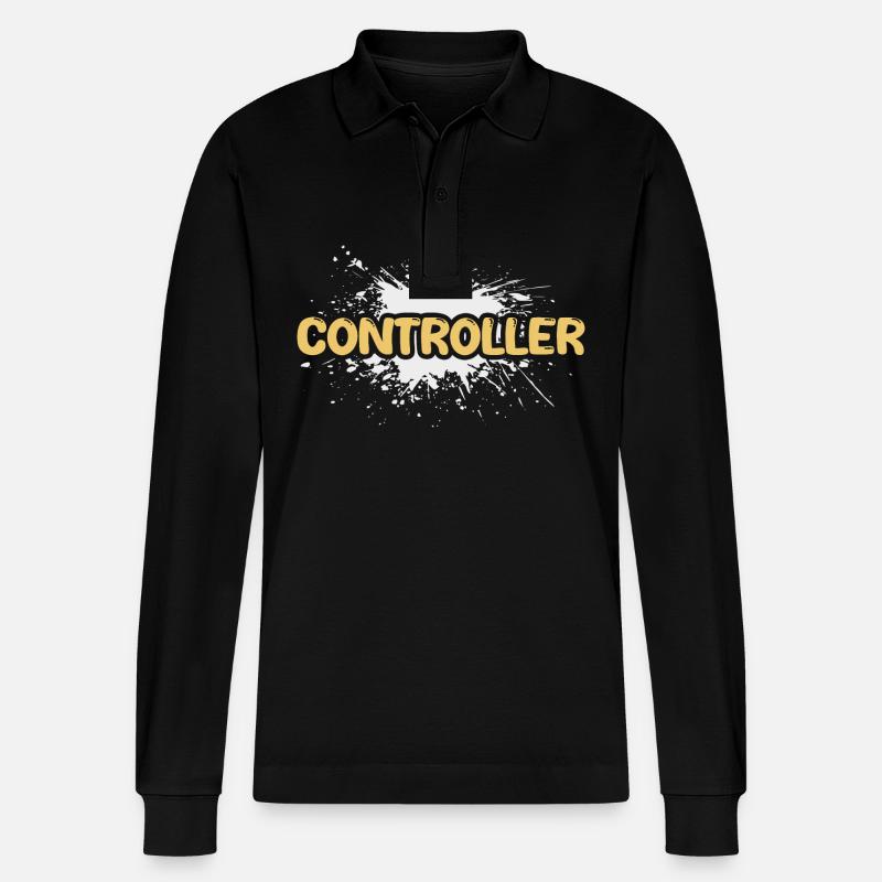 Geschenk für Controller - Stanley/Stella Unisex Bio-Langarm-Poloshirt Prepster - Schwarz