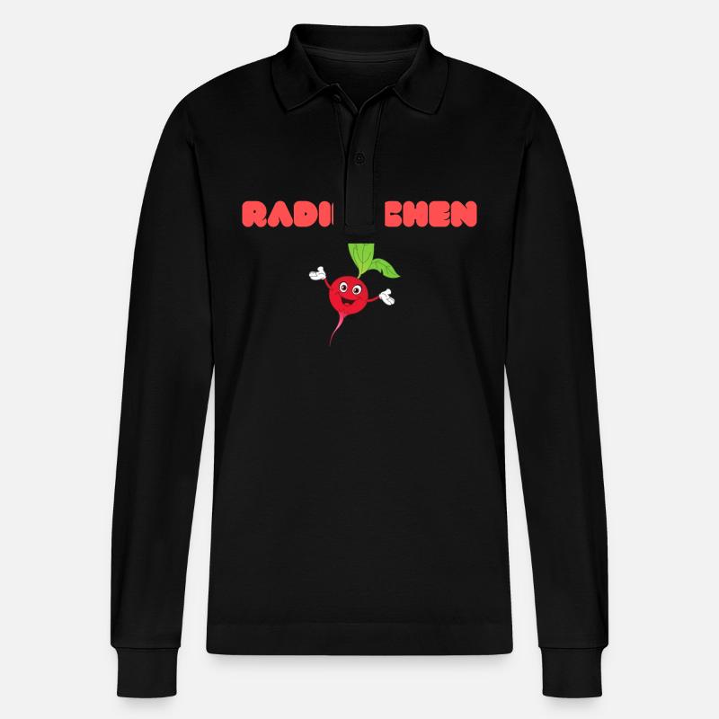 Radieschen - Stanley/Stella Unisex Bio-Langarm-Poloshirt Prepster - Schwarz