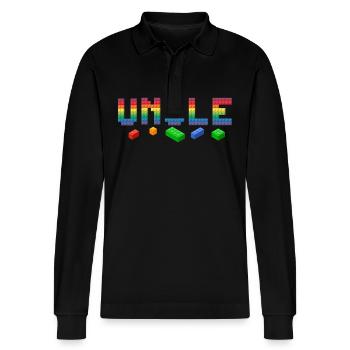 Uncle Master Builder Building Bricks Blocks Family - Stanley/Stella Organic Unisex Long-Sleeved Polo Shirt Prepster - black - Front - Anna (173cm) & Nico (186cm)