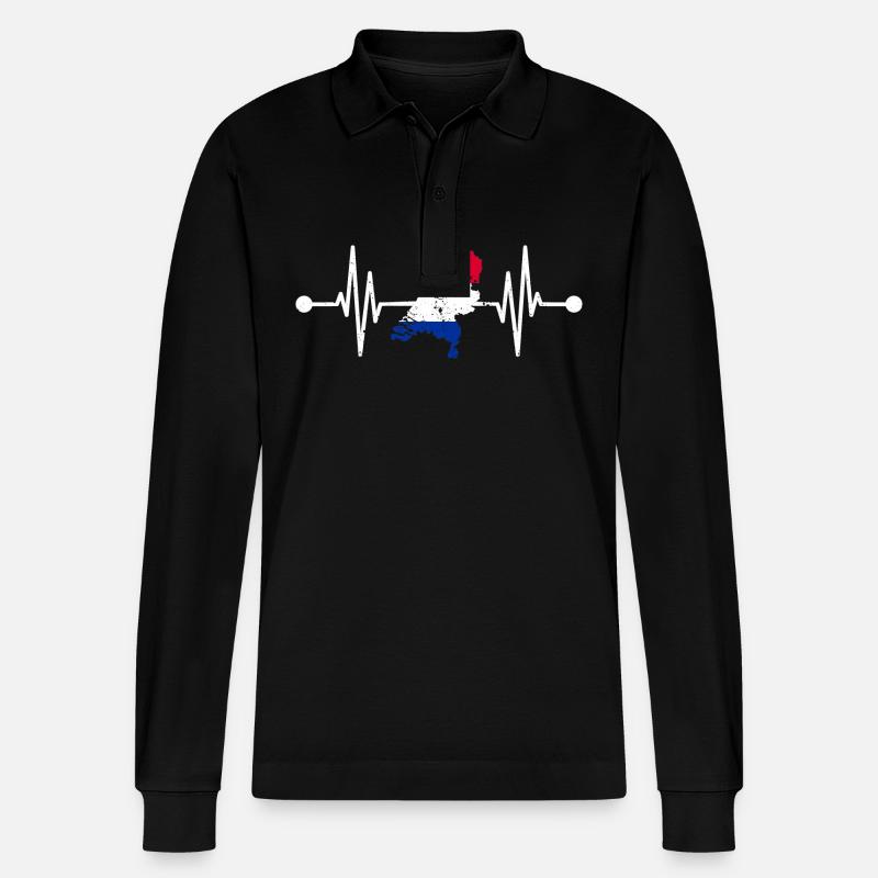 Pays-Bas Pays-Bas Heartbeat Pays-Bas - Polo à manches longues bio PREPSTER Stanley/Stella Unisexe - noir