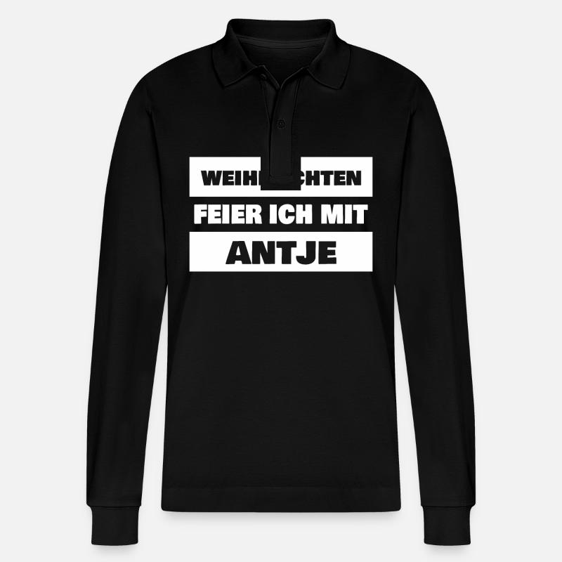 Antje - Stanley/Stella Unisex Bio-Langarm-Poloshirt Prepster - Schwarz