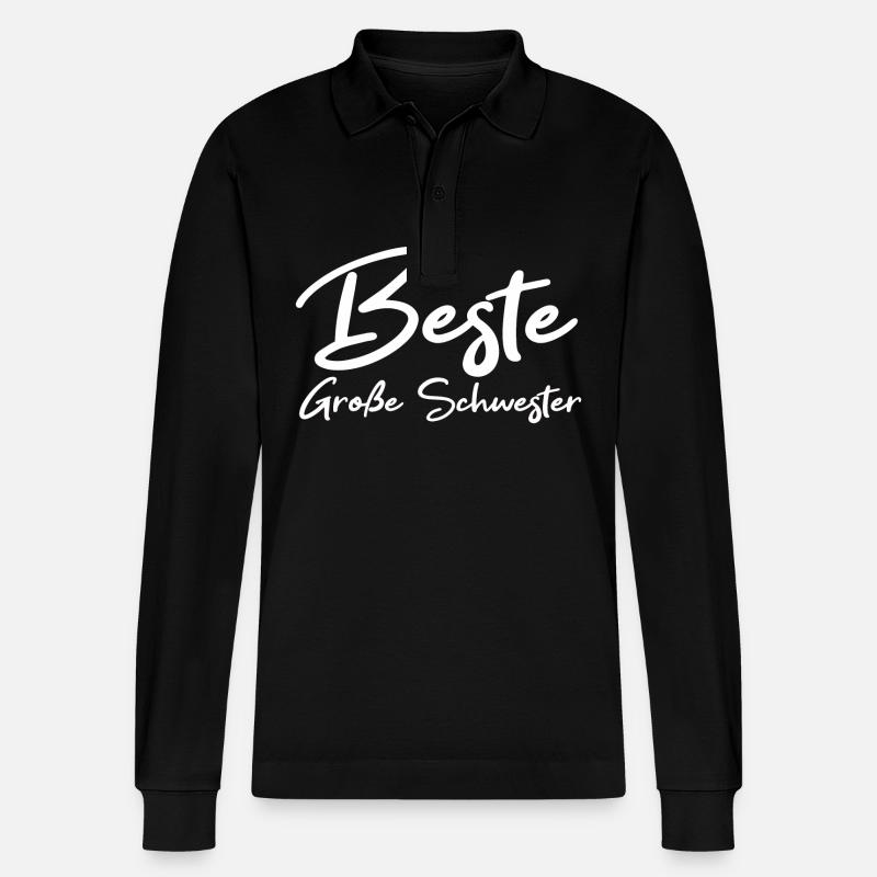Beste Große Schwester - Stanley/Stella Unisex Bio-Langarm-Poloshirt Prepster - Schwarz