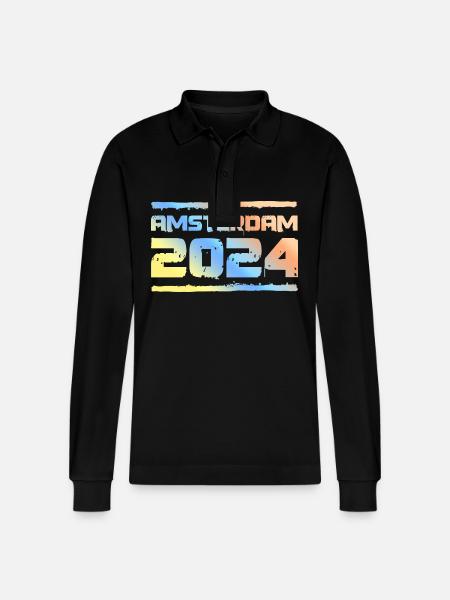 Amsterdam 2024 Bunt - Stanley/Stella Unisex Bio-Langarm-Poloshirt Prepster - Schwarz