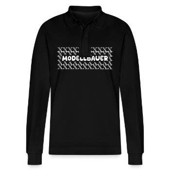 Model builder as a job - Stanley/Stella Organic Unisex Long-Sleeved Polo Shirt Prepster - black - Front - Anna (173cm) & Nico (186cm)