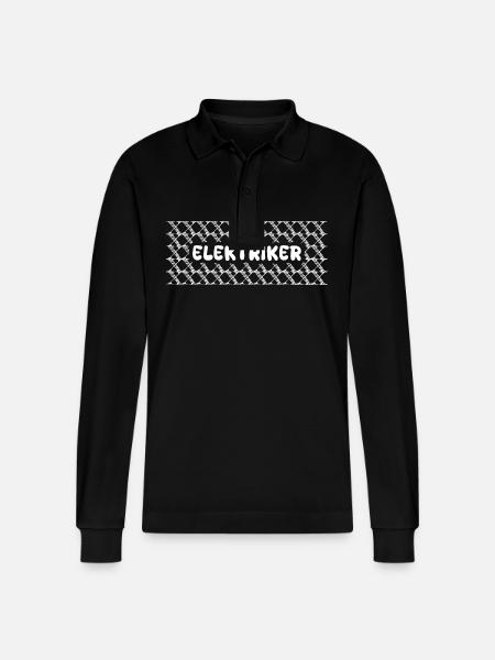 Gift for Electrician - Stanley/Stella Organic Unisex Long-Sleeved Polo Shirt Prepster - black