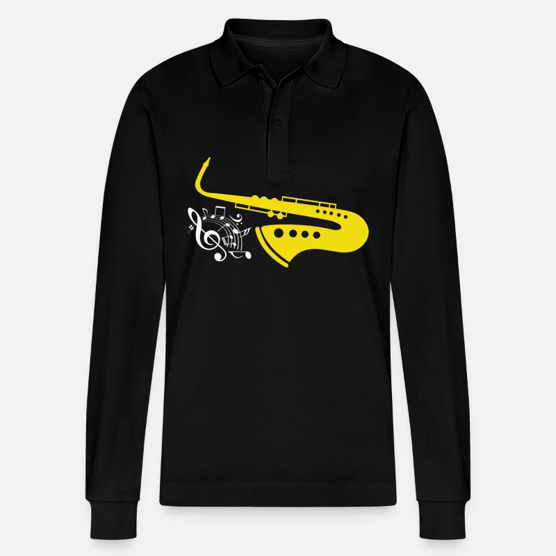 Saxophon Saxophon Saxophon - Stanley/Stella Unisex Bio-Langarm-Poloshirt Prepster - Schwarz