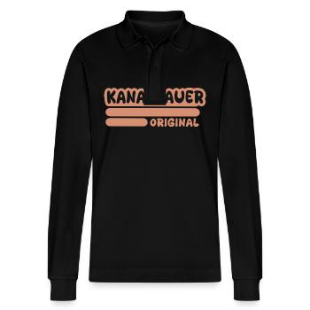 Sewer builder as a profession - Stanley/Stella Organic Unisex Long-Sleeved Polo Shirt Prepster - black - Front - Anna (173cm) & Nico (186cm)