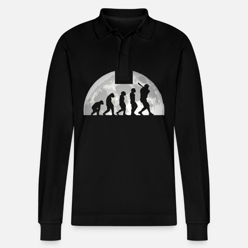 Baseball Player Evolution Baseball - Stanley/Stella Organic Unisex Long-Sleeved Polo Shirt Prepster - black