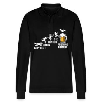 Gepflegt Einen Hinter Die Rüstung Römern - Stanley/Stella Unisex Bio-Langarm-Poloshirt Prepster - Schwarz - Vorne - Anna (173cm) & Nico (186cm)