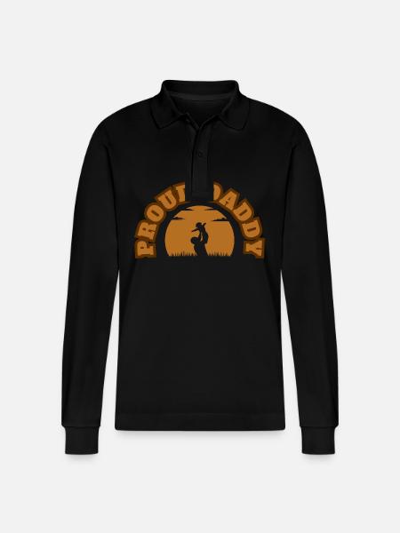 Proud Daddy Kid Brown - Stanley/Stella Organic Unisex Long-Sleeved Polo Shirt Prepster - black