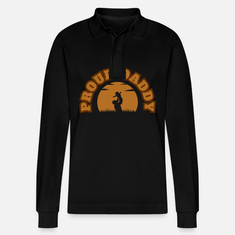 Proud Daddy Kid Brown - Stanley/Stella Unisex Bio-Langarm-Poloshirt Prepster - Schwarz
