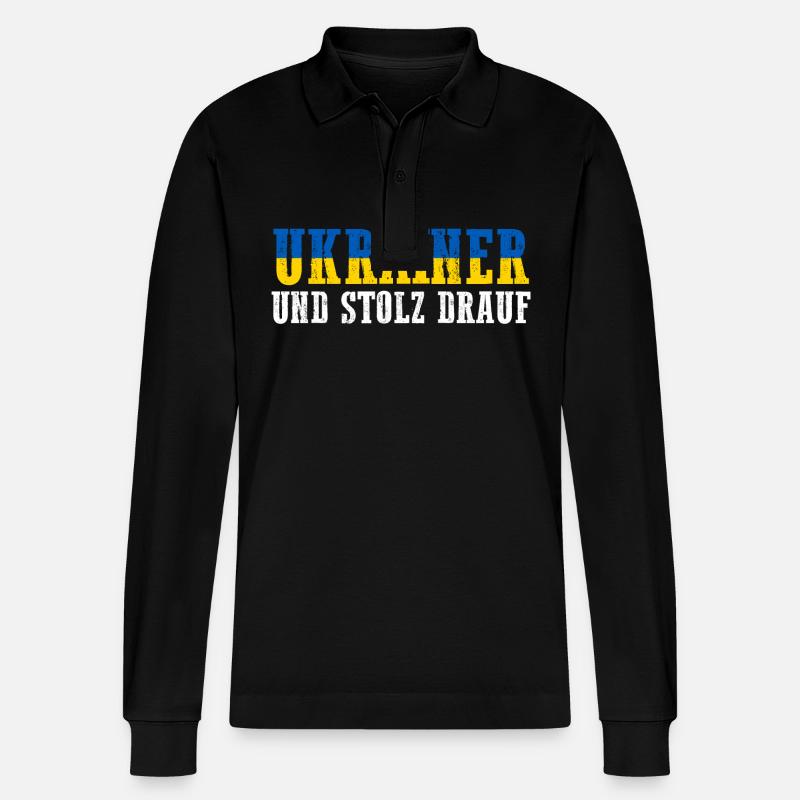 Ukrainer Ukraine - Stanley/Stella Unisex Bio-Langarm-Poloshirt Prepster - Schwarz