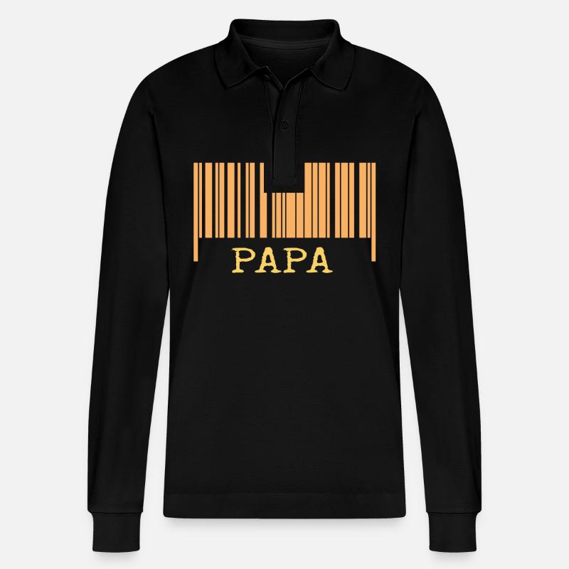 Papa - Stanley/Stella Unisex Bio-Langarm-Poloshirt Prepster - Schwarz