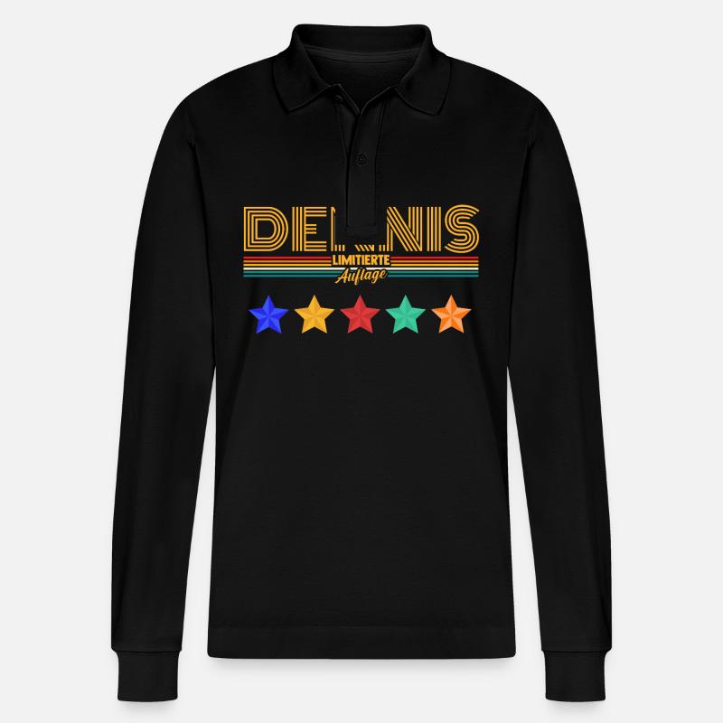 Dennis - Stanley/Stella Unisex Bio-Langarm-Poloshirt Prepster - Schwarz