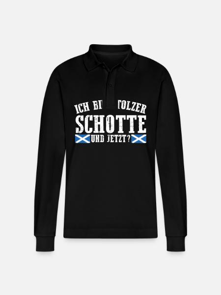 Scots Scottish Scotland - Stanley/Stella Organic Unisex Long-Sleeved Polo Shirt Prepster - black