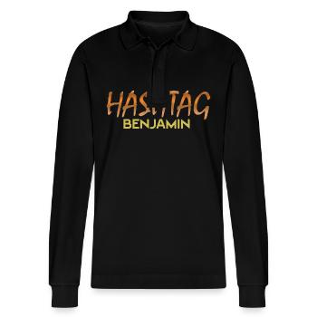 Geschenk für Benjamin - Stanley/Stella Unisex Bio-Langarm-Poloshirt Prepster - Schwarz - Vorne - Anna (173cm) & Nico (186cm)