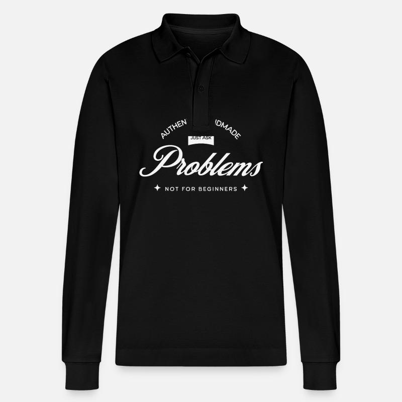 Handmade Problems – Just Ask! - Stanley/Stella Organic Unisex Long-Sleeved Polo Shirt Prepster - black