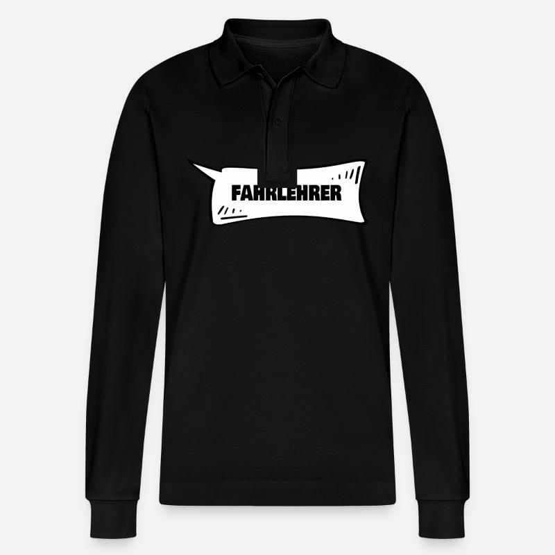 Speech bubble driving instructor - Stanley/Stella Organic Unisex Long-Sleeved Polo Shirt Prepster - black