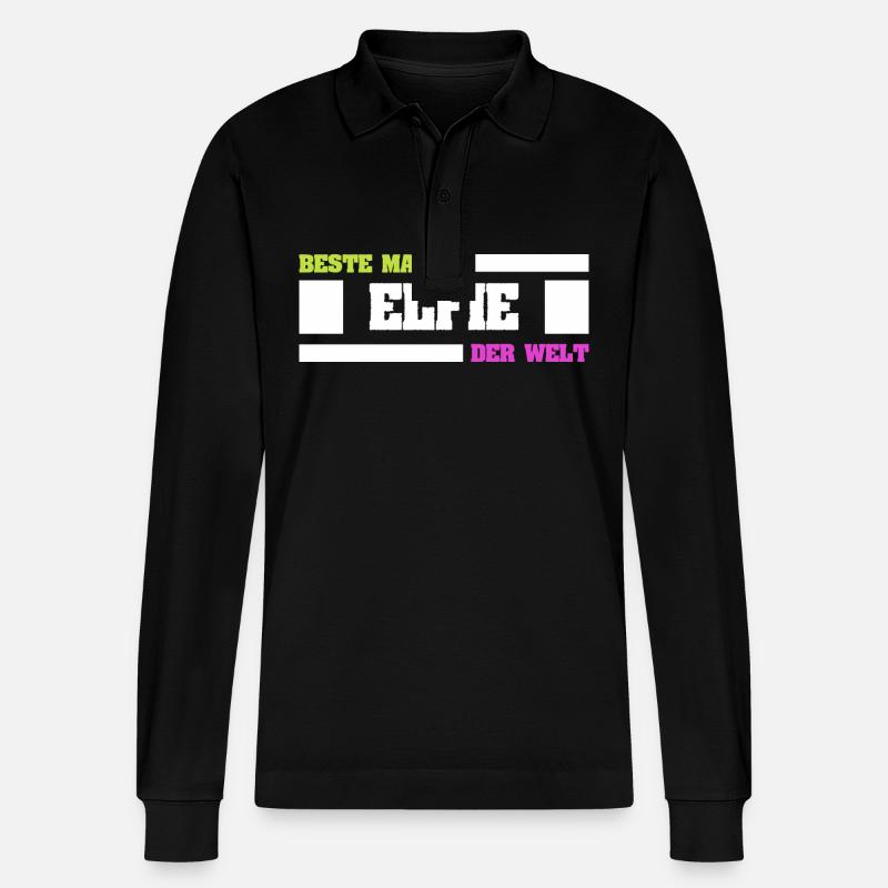 Elfie als Mutter - Stanley/Stella Unisex Bio-Langarm-Poloshirt Prepster - Schwarz