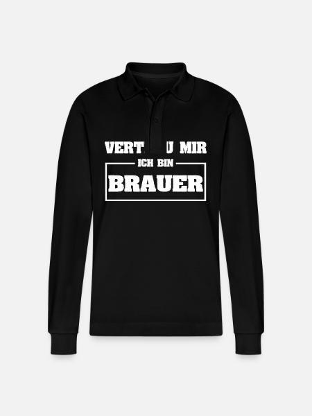 Gift for brewers - Stanley/Stella Organic Unisex Long-Sleeved Polo Shirt Prepster - black