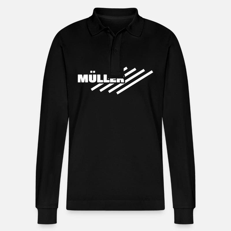 Müller - Stanley/Stella Unisex Bio-Langarm-Poloshirt Prepster - Schwarz