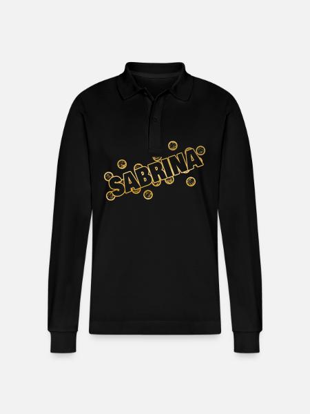 Sabrina als Name - Stanley/Stella Unisex Bio-Langarm-Poloshirt Prepster - Schwarz