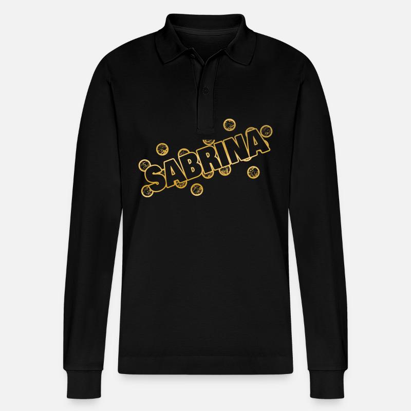 Sabrina als Name - Stanley/Stella Unisex Bio-Langarm-Poloshirt Prepster - Schwarz