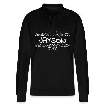 First name Jayson - Stanley/Stella Organic Unisex Long-Sleeved Polo Shirt Prepster - black - Front - Anna (173cm) & Nico (186cm)